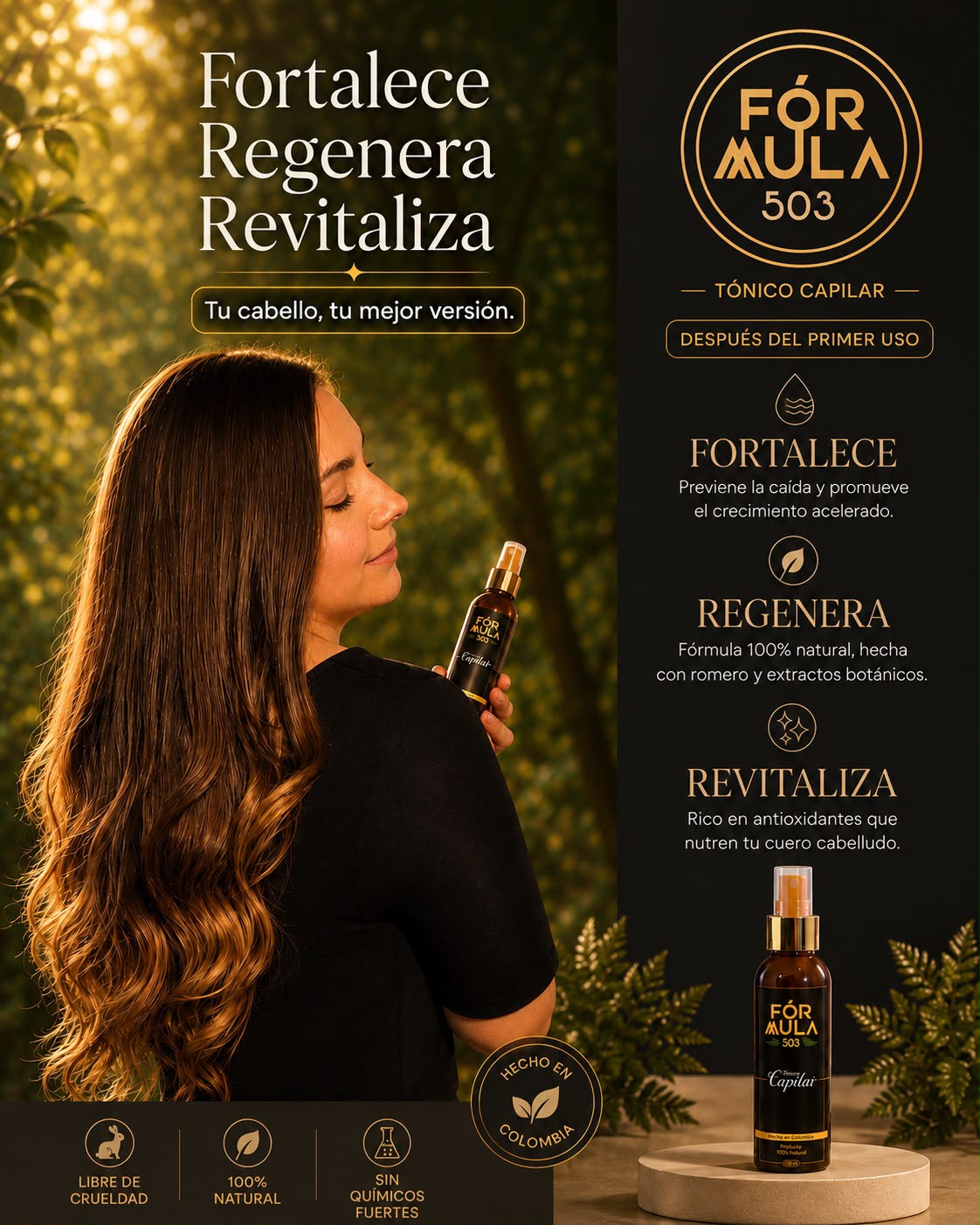 Fórmula 503 fortalece, regenera y revitaliza: fórmula 100% natural con romero y extractos botánicos
